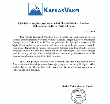 Eğrisöğüt ve Aşağıbeyçayır Köylerindeki Dinamit Fabrikası Kurulma Çalışmalarını Endişeyle Takip Ediyoruz