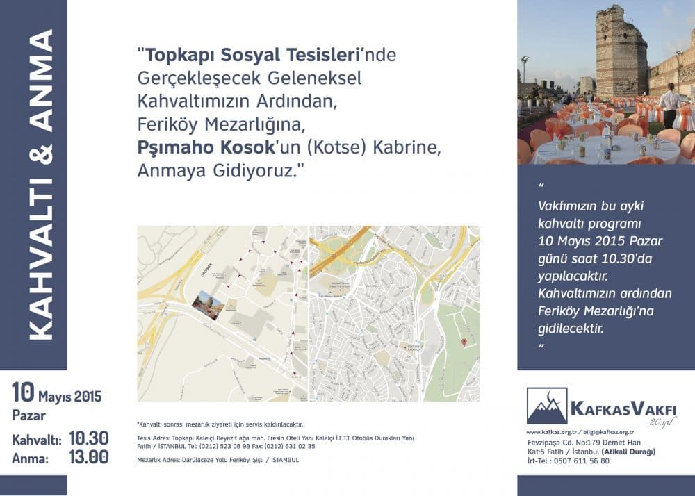Kafkas Vakfı Mayıs Ayı Kahvaltısı ve Anma